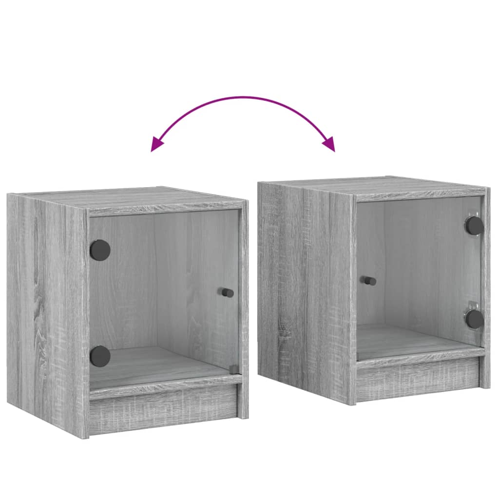 Comodino con Anta in Vetro Grigio Sonoma 35x37x42 cm - homemem39