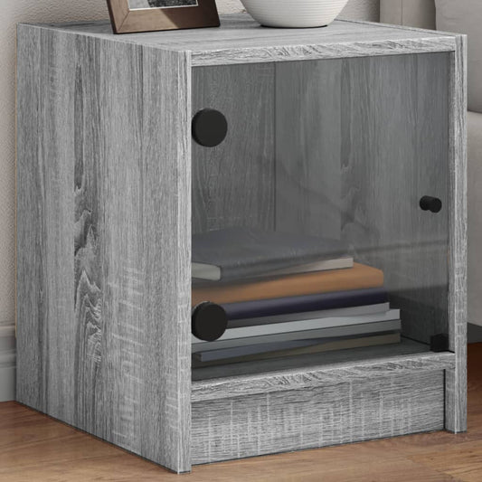 Comodini con Ante in Vetro 2pz Grigio Sonoma 35x37x42 cm - homemem39