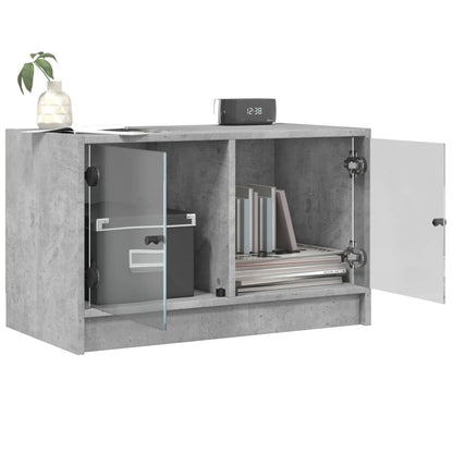 Mobile Porta TV con Ante in Vetro Grigio Cemento 68x37x42 cm - homemem39