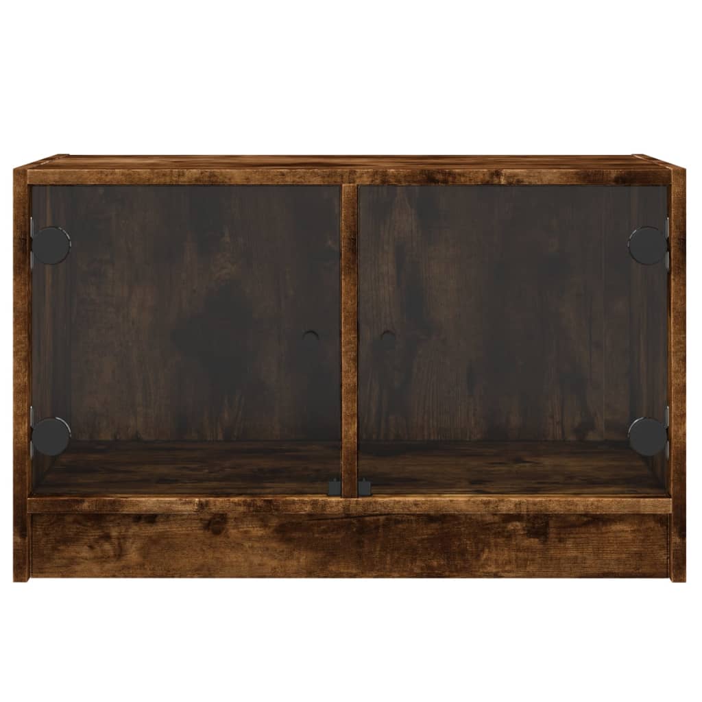 Mobile Porta TV con Ante in Vetro Rovere Fumo 68x37x42 cm - homemem39