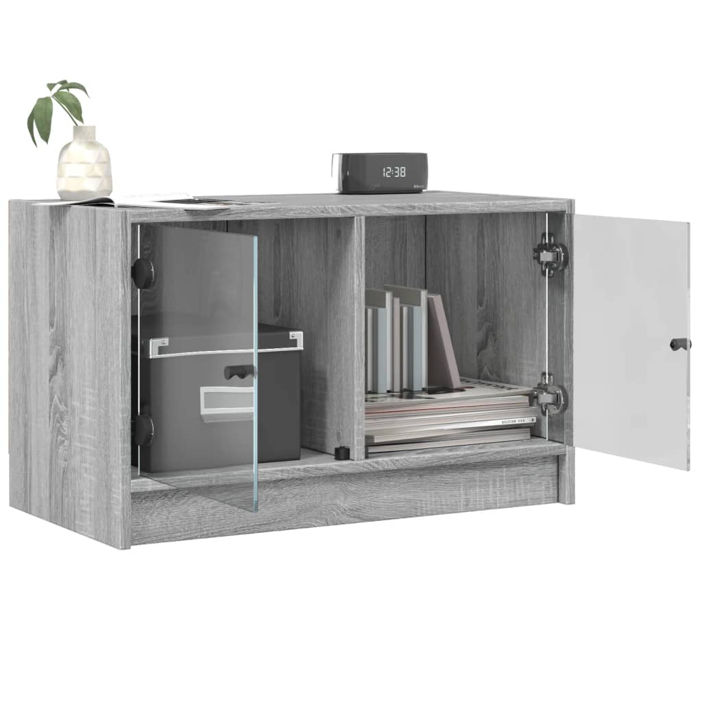 Mobile Porta TV con Ante in Vetro Grigio Sonoma 68x37x42 cm - homemem39