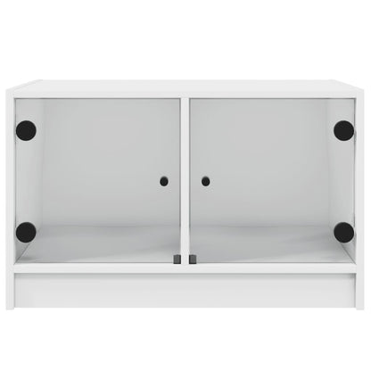 Tavolino da Salotto con Ante in Vetro Bianco 68x50x42 cm | homemem39