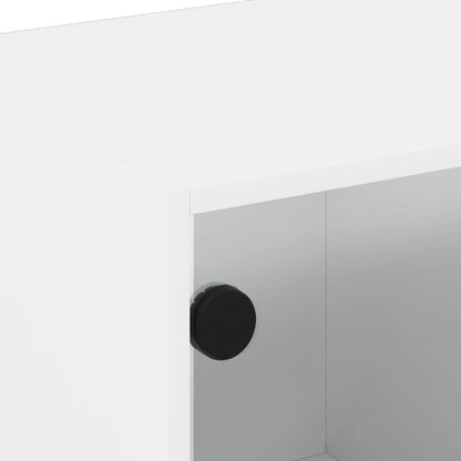 Tavolino da Salotto con Ante in Vetro Bianco 68x50x42 cm | homemem39
