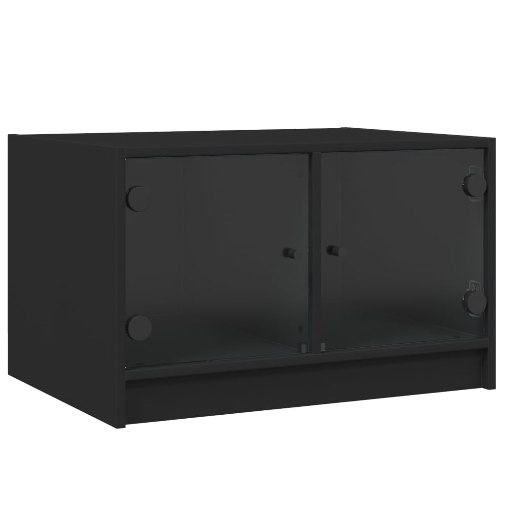 Tavolino da Salotto con Ante in Vetro Nero 68x50x42 cm | homemem39