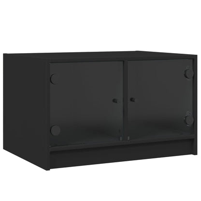 Tavolino da Salotto con Ante in Vetro Nero 68x50x42 cm | homemem39