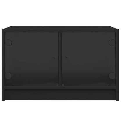 Tavolino da Salotto con Ante in Vetro Nero 68x50x42 cm | homemem39