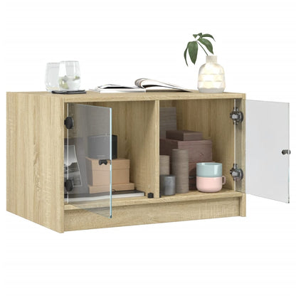 Tavolino da Salotto con Ante in Vetro Rovere Sonoma 68x50x42 cm | homemem39