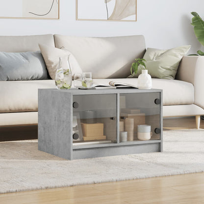 Tavolino da Salotto con Ante in Vetro Grigio Cemento 68x50x42cm | homemem39
