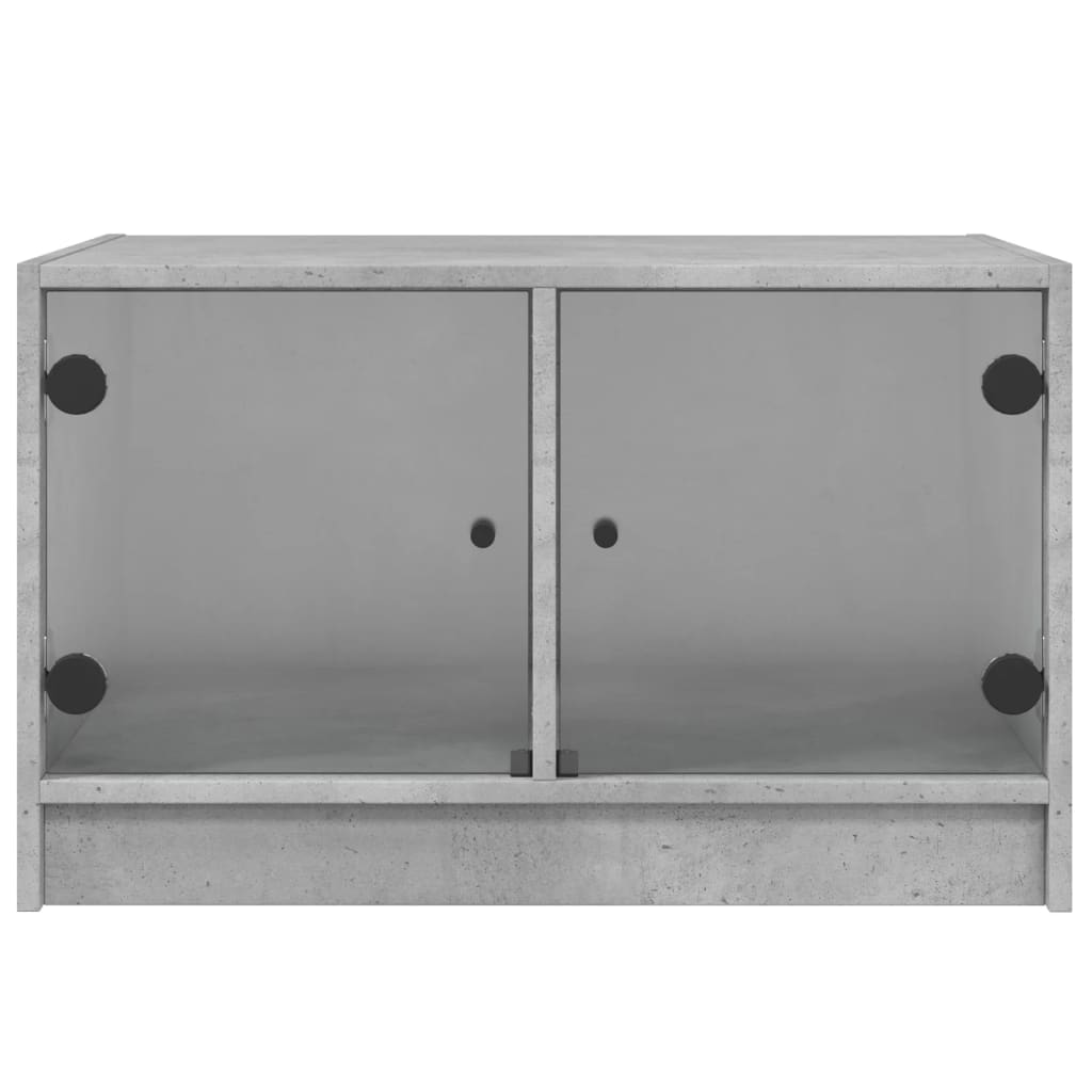 Tavolino da Salotto con Ante in Vetro Grigio Cemento 68x50x42cm | homemem39