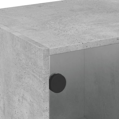Tavolino da Salotto con Ante in Vetro Grigio Cemento 68x50x42cm | homemem39