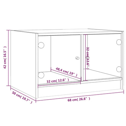 Tavolino da Salotto con Ante in Vetro Grigio Cemento 68x50x42cm | homemem39