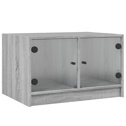 Tavolino da Salotto con Ante in Vetro Grigio Sonoma 68x50x42 cm | homemem39