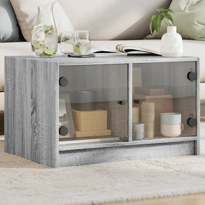Tavolino da Salotto con Ante in Vetro Grigio Sonoma 68x50x42 cm | homemem39