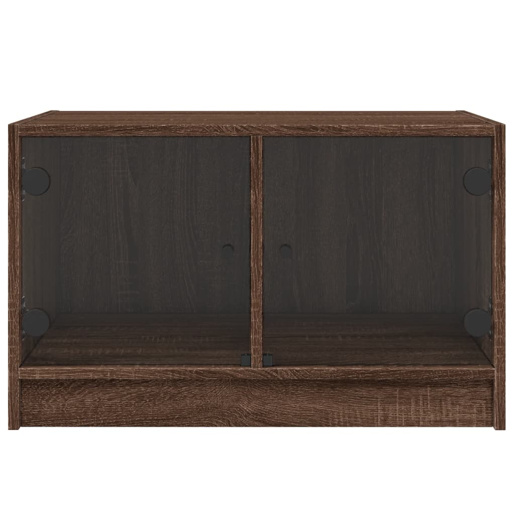 Tavolino da Salotto con Ante in Vetro Rovere Marrone 68x50x42cm | homemem39