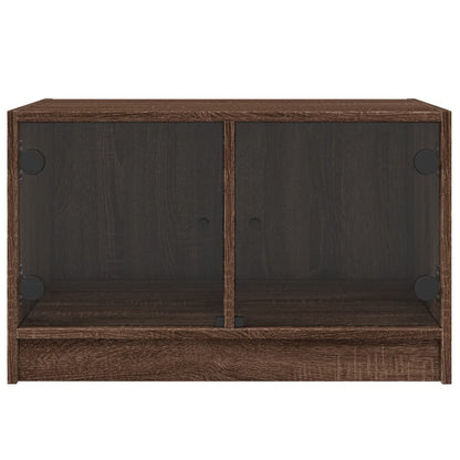 Tavolino da Salotto con Ante in Vetro Rovere Marrone 68x50x42cm | homemem39
