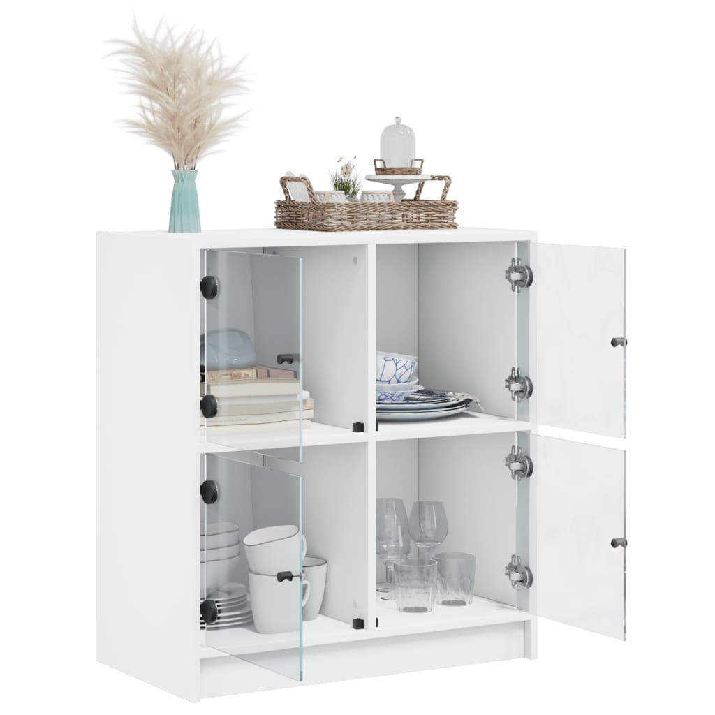 Mobile con Ante in Vetro Bianco 68x37x75,5 cm - homemem39