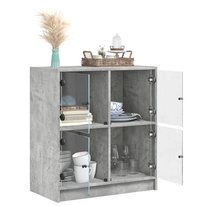 Mobile con Ante in Vetro Grigio Cemento 68x37x75,5 cm - homemem39
