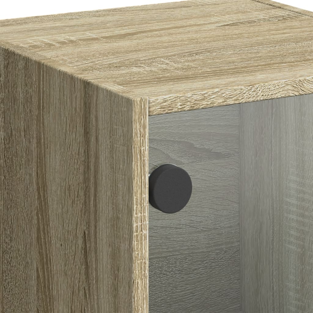Credenza con Ante in Vetro Rovere Sonoma 35x37x109 cm - homemem39