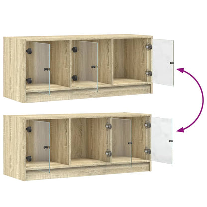 Mobile Porta TV con Ante in Vetro Rovere Sonoma 102x37x42 cm - homemem39