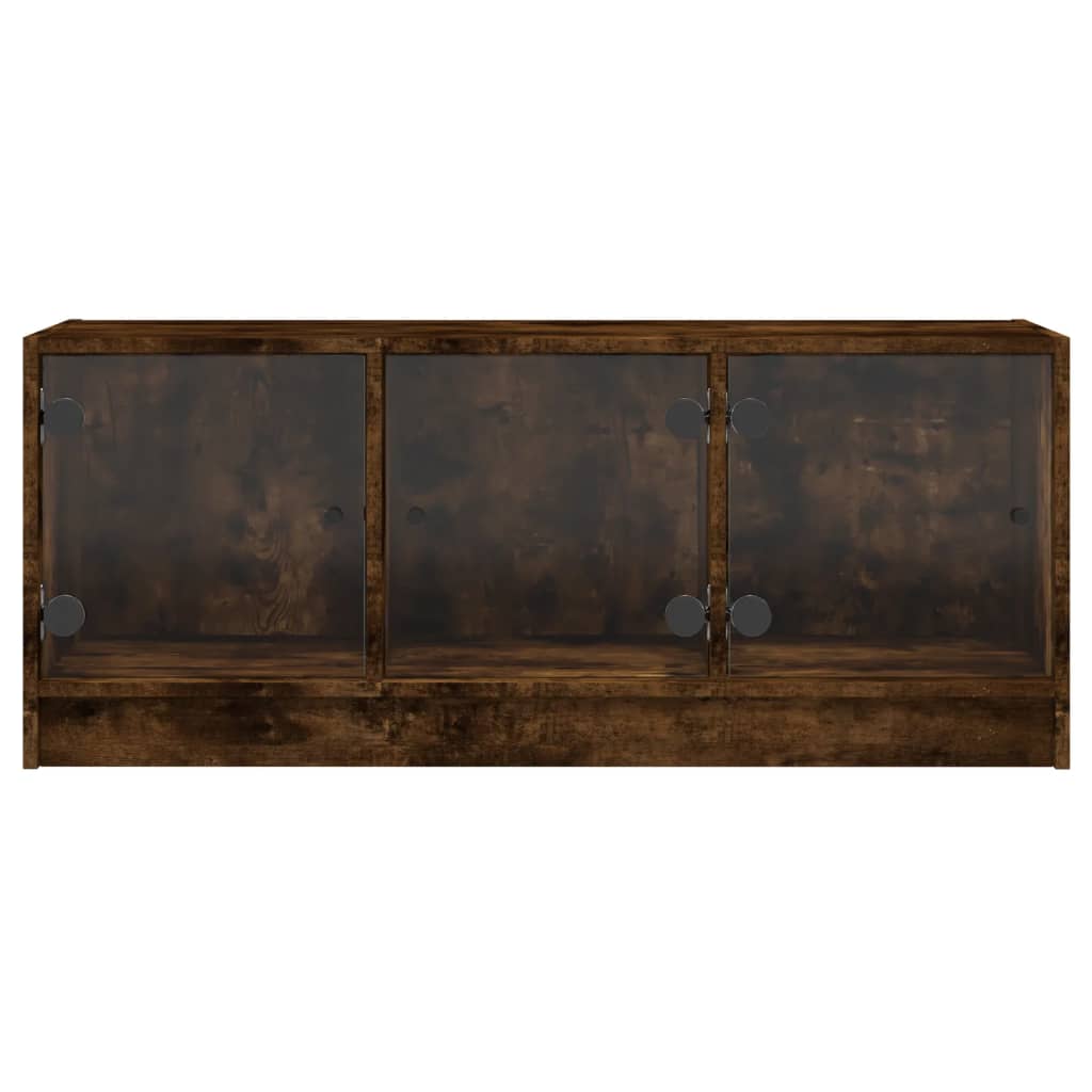 Mobile Porta TV con Ante in Vetro Rovere Fumo 102x37x42 cm - homemem39