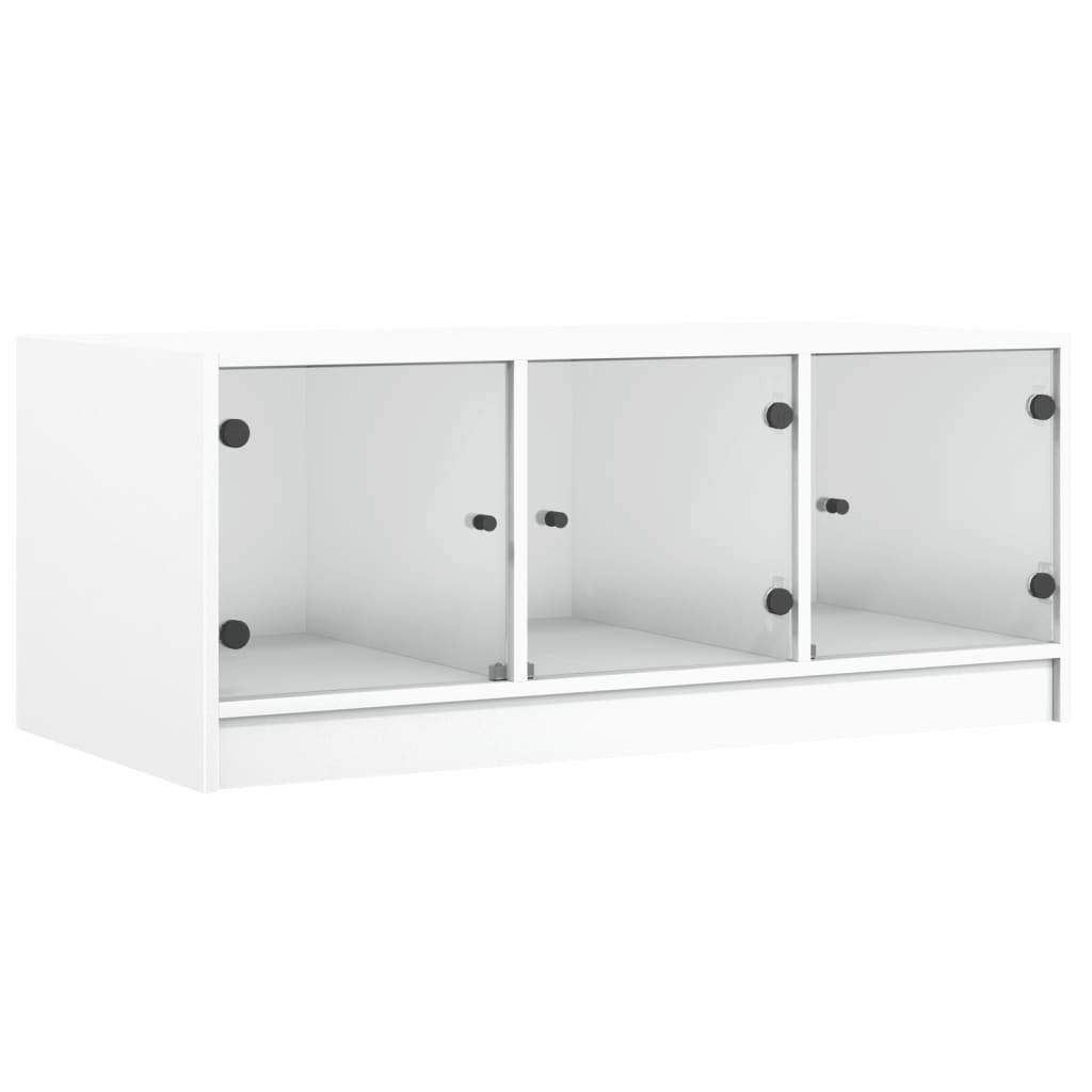 Tavolino da Salotto con Ante in Vetro Bianco 102x50x42 cm | homemem39