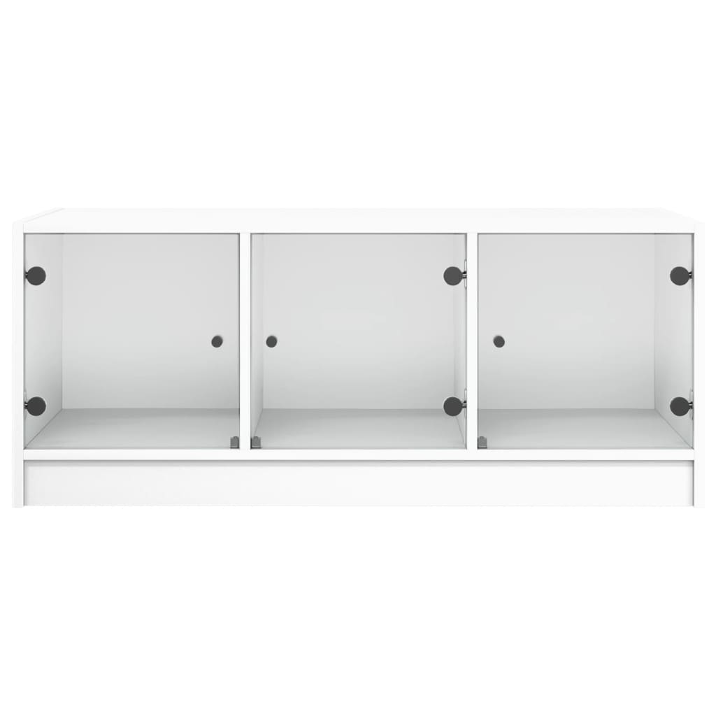 Tavolino da Salotto con Ante in Vetro Bianco 102x50x42 cm | homemem39