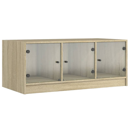 Tavolino da Salotto con Ante in Vetro Rovere Sonoma 102x50x42cm | homemem39