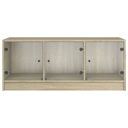 Tavolino da Salotto con Ante in Vetro Rovere Sonoma 102x50x42cm | homemem39