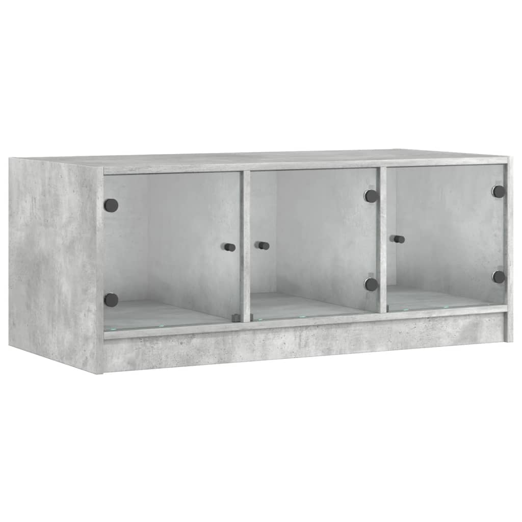 Tavolino Salotto con Ante in Vetro Grigio Cemento 102x50x42 cm | homemem39