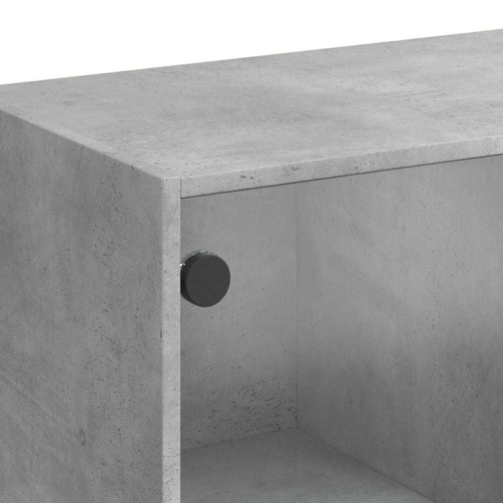 Tavolino Salotto con Ante in Vetro Grigio Cemento 102x50x42 cm | homemem39