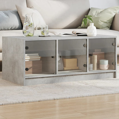 Tavolino Salotto con Ante in Vetro Grigio Cemento 102x50x42 cm | homemem39
