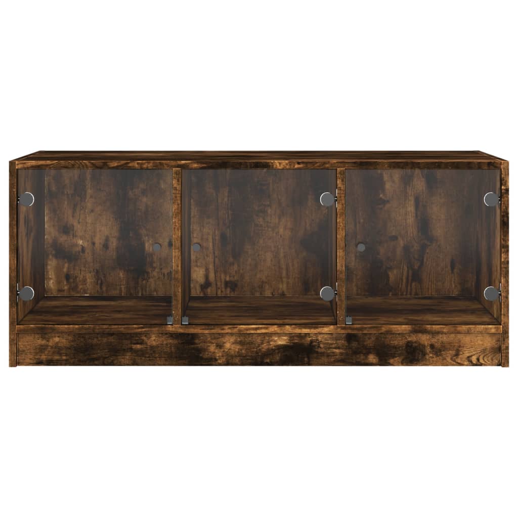 Tavolino da Salotto con Ante in Vetro Rovere Fumo 102x50x42 cm | homemem39