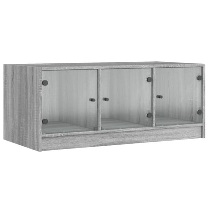 Tavolino da Salotto con Ante in Vetro Grigio Sonoma 102x50x42cm | homemem39