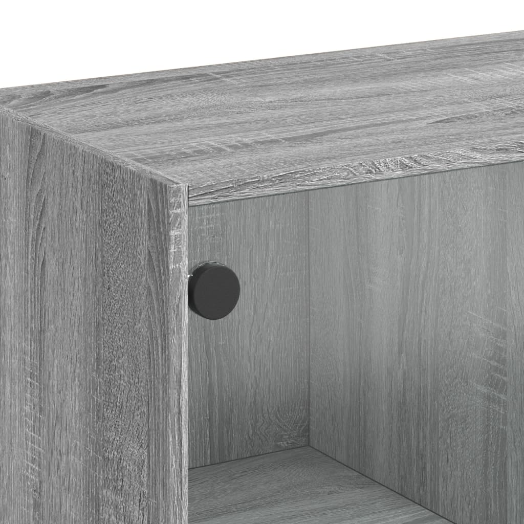Tavolino da Salotto con Ante in Vetro Grigio Sonoma 102x50x42cm | homemem39