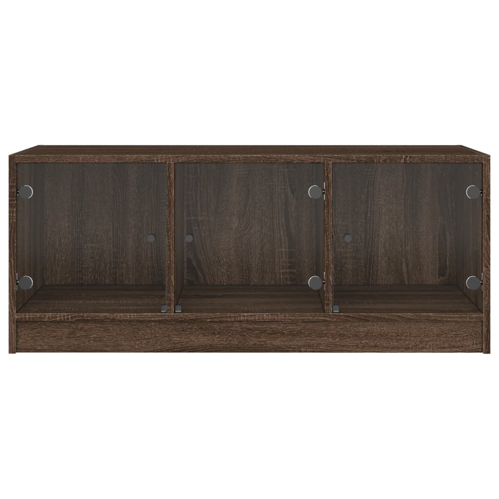 Tavolino Salotto con Ante in Vetro Rovere Marrone 102x50x42 cm | homemem39