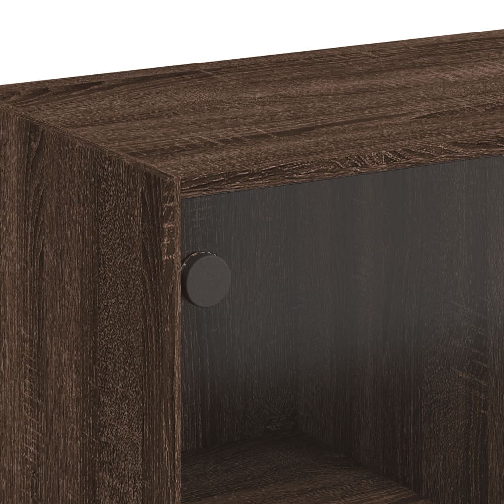 Tavolino Salotto con Ante in Vetro Rovere Marrone 102x50x42 cm | homemem39