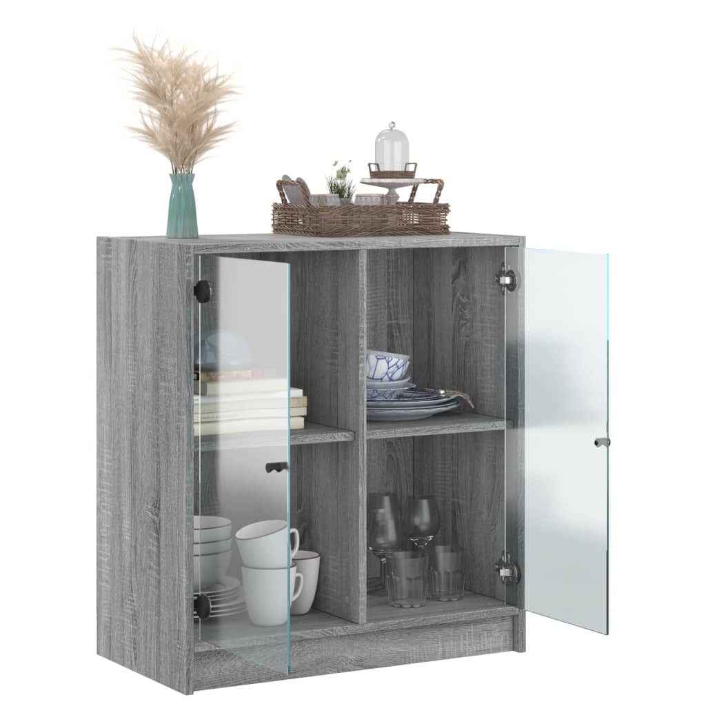 Mobile con Ante in Vetro Grigio Sonoma 68x37x75,5 cm - homemem39