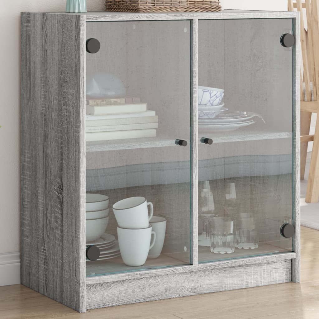 Mobile con Ante in Vetro Grigio Sonoma 68x37x75,5 cm - homemem39