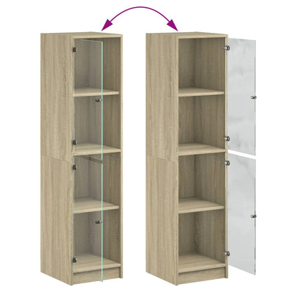 Credenza con Ante in Vetro Rovere Sonoma 35x37x142 cm - homemem39