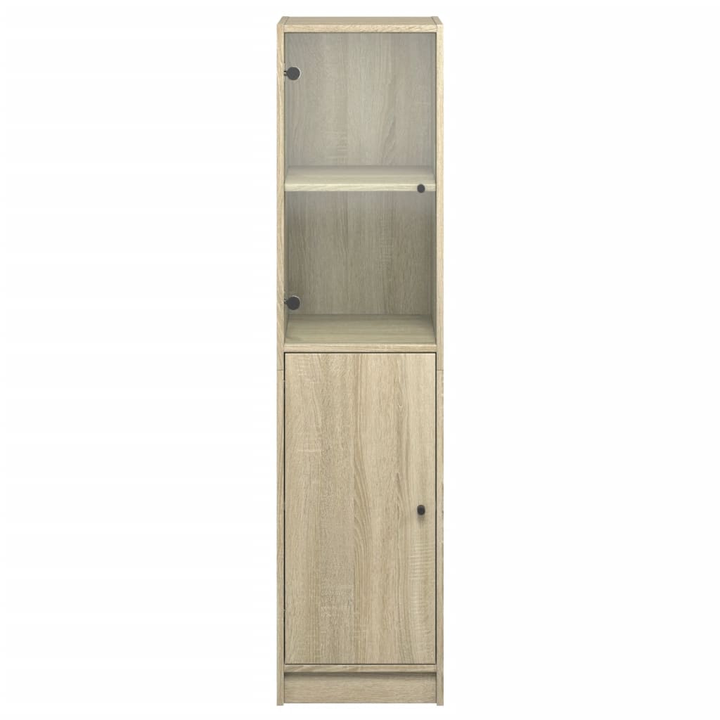 Credenza con Anta in Vetro Rovere Sonoma 35x37x142 cm - homemem39