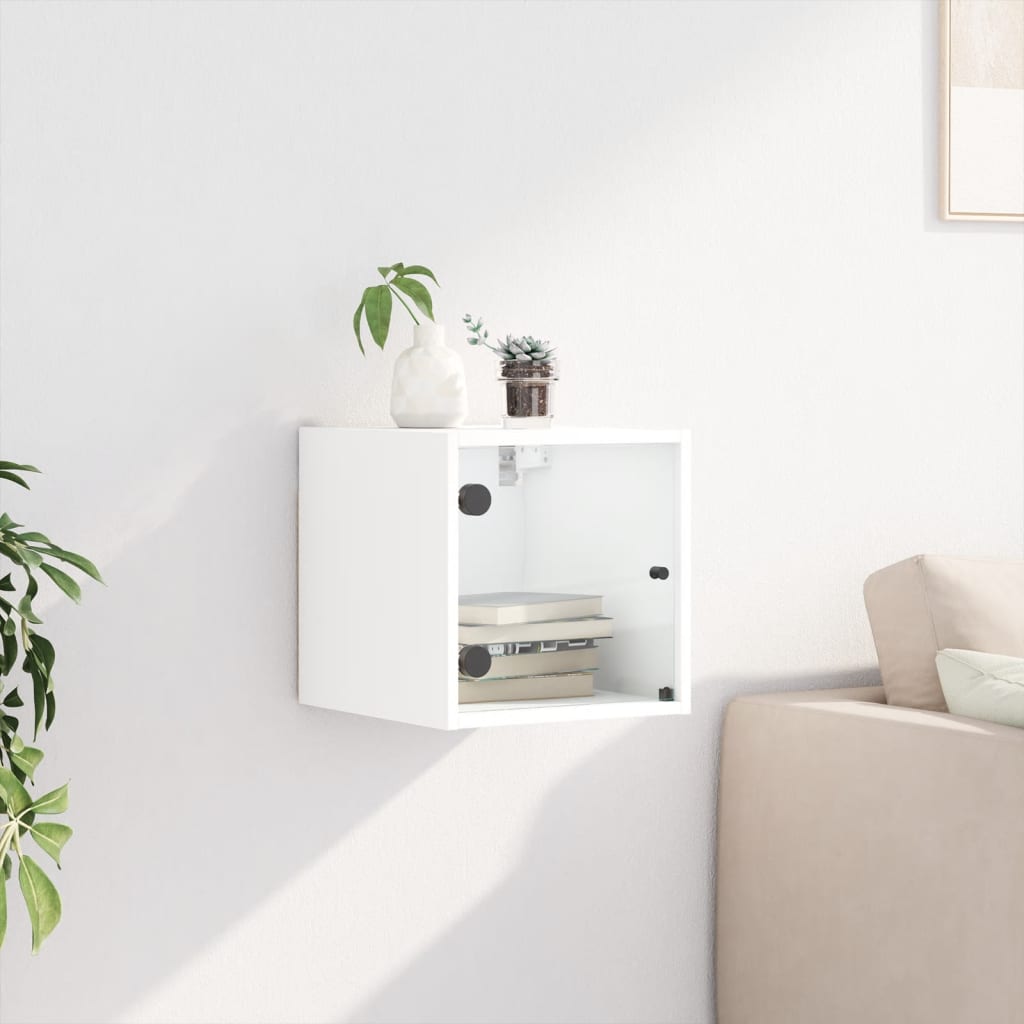 Comodino con Anta in Vetro Bianco 35x37x35 cm - homemem39