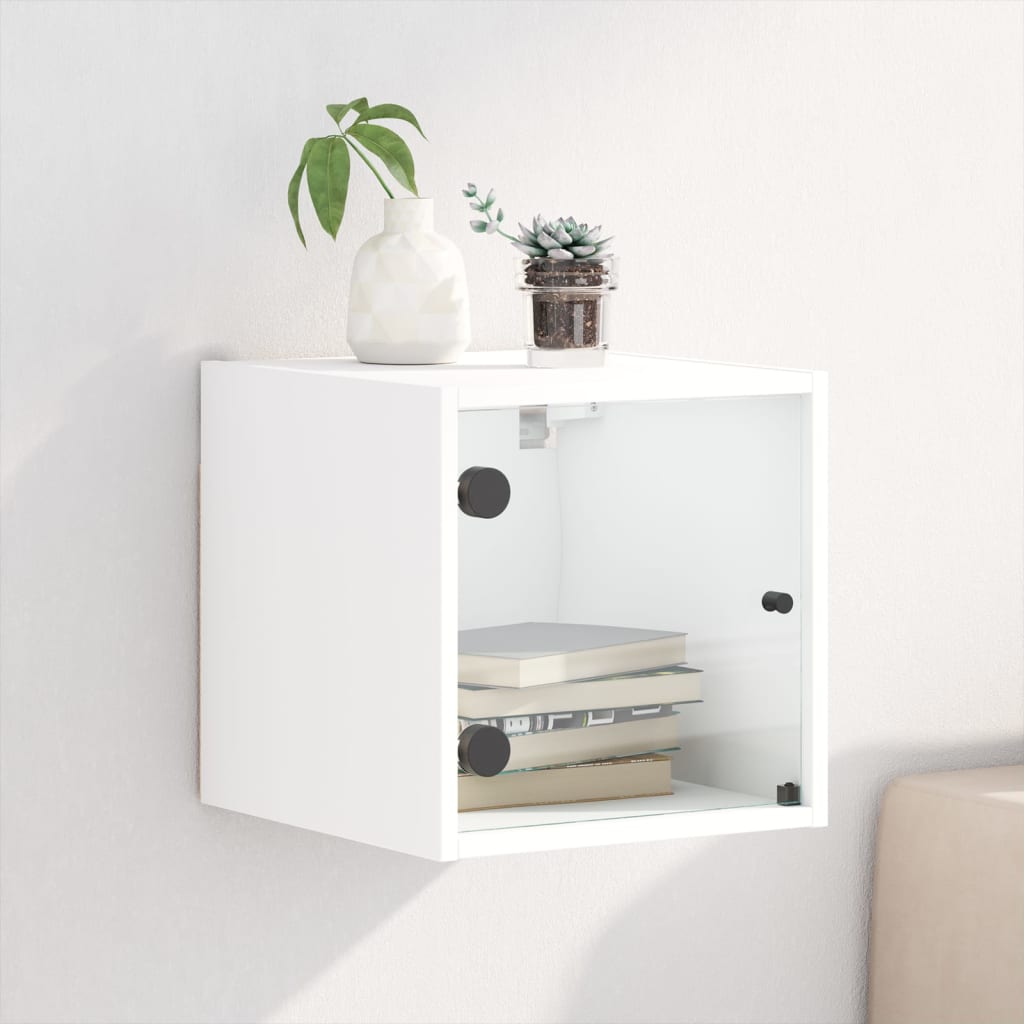 Comodino con Anta in Vetro Bianco 35x37x35 cm - homemem39