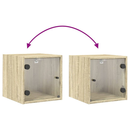 Comodino con Anta in Vetro Rovere Sonoma 35x37x35 cm - homemem39