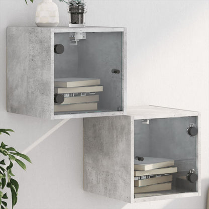 Comodini con Ante in Vetro 2pz Grigio Cemento 35x37x35 cm - homemem39