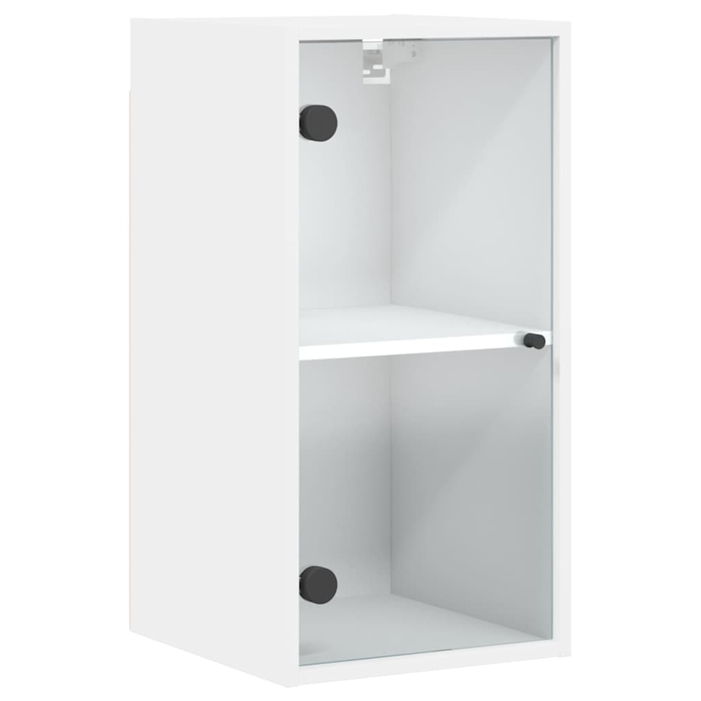 Mobile a Muro con Ante in Vetro Bianco 35x37x68,5 cm | homemem39