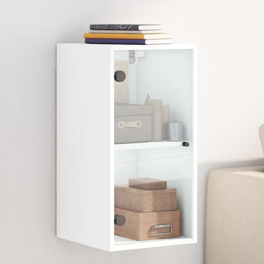 Mobile a Muro con Ante in Vetro Bianco 35x37x68,5 cm | homemem39