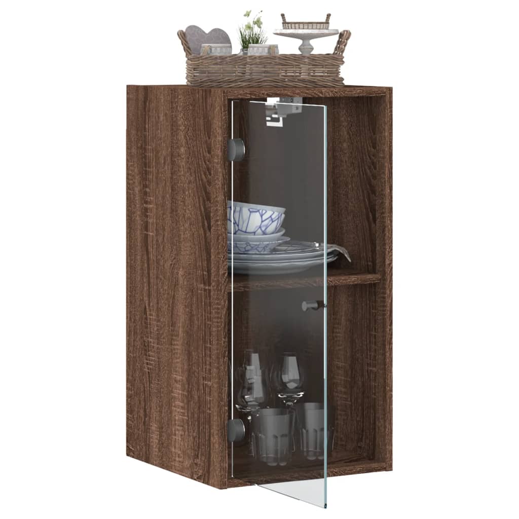 Mobile a Muro con Ante in Vetro Rovere Marrone 35x37x68,5 cm - homemem39