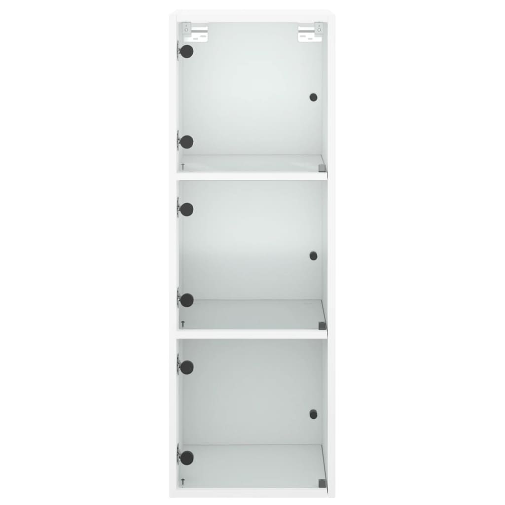 Mobile a Muro con Ante in Vetro Bianco 35x37x100 cm - homemem39