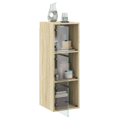 Mobile a Muro con Ante in Vetro Rovere Sonoma 35x37x100 cm | homemem39