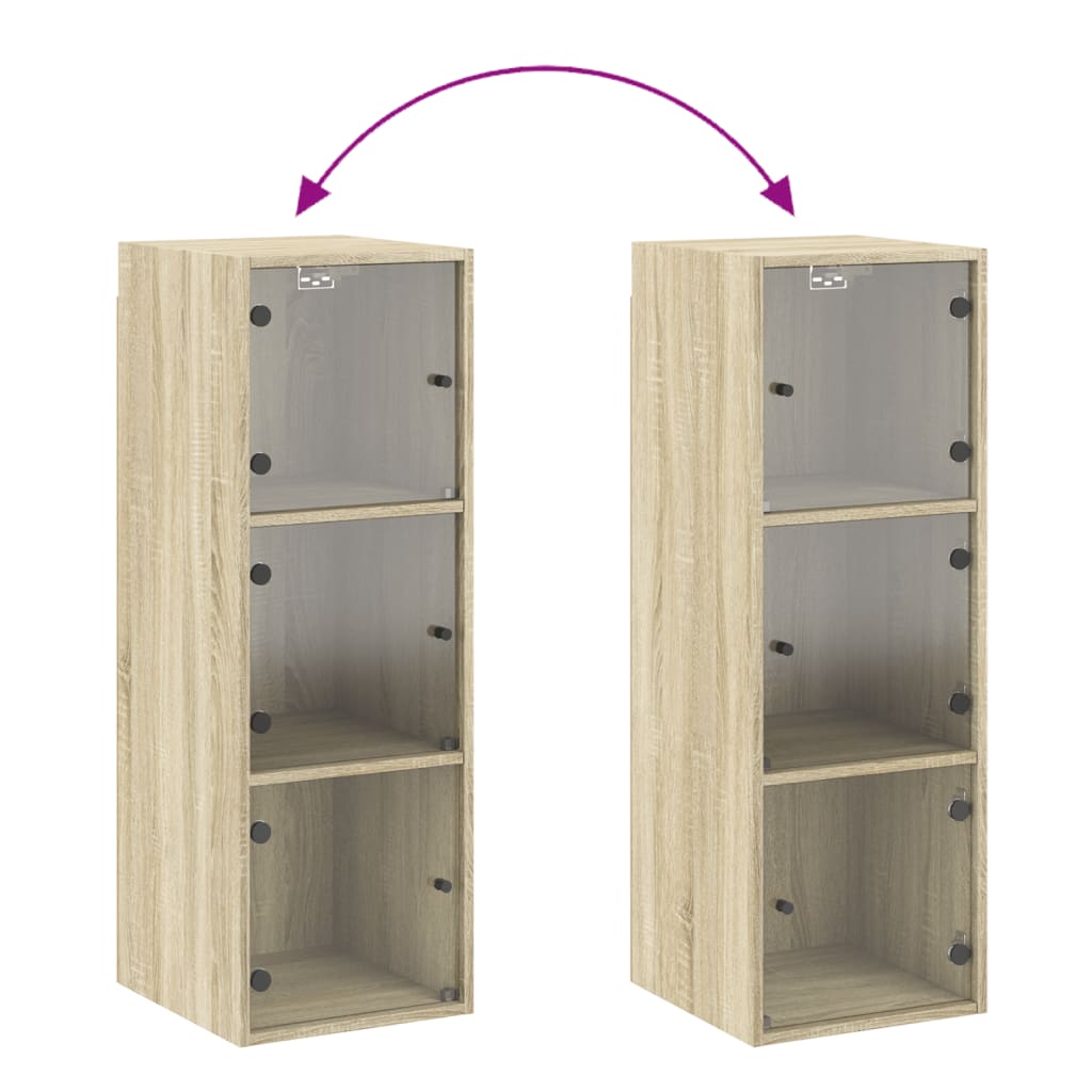 Mobile a Muro con Ante in Vetro Rovere Sonoma 35x37x100 cm | homemem39